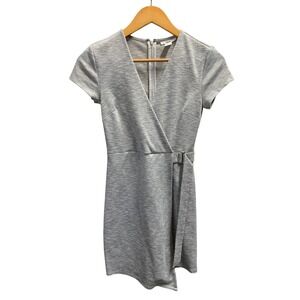 Bar III Womens Grey Heathered V-Neck Faux Wrap Buckle Mini Dress XS